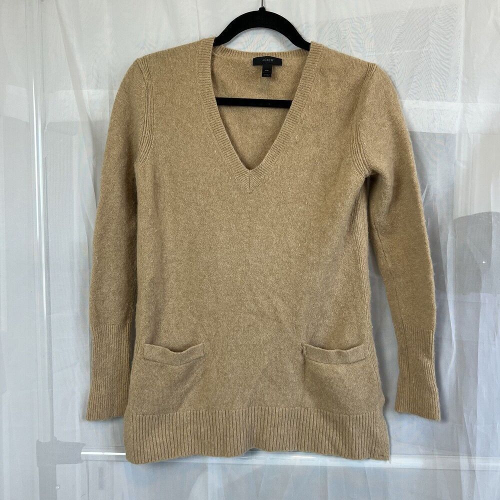 J Crew merino wool alpaca blend v neck pocket sweater XS oversized relaxed